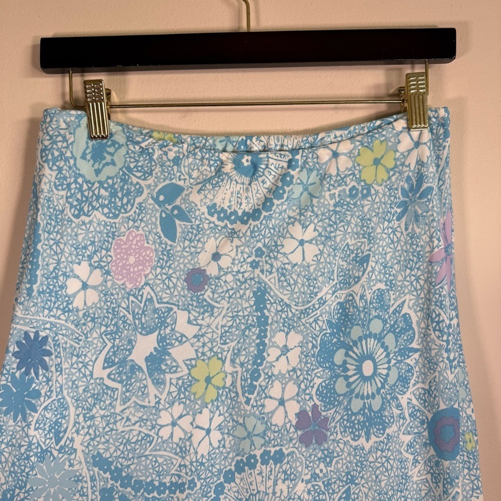 Sigrid Olsen Sport Floral Flowy Lined Blue White Rayon Maxi Skirt A-Line M - Picture 3 of 7